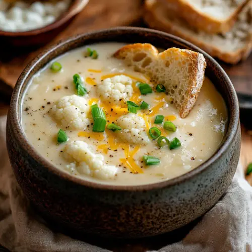 Roasted Cauliflower Cheddar Soup