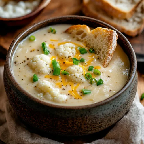 Roasted Cauliflower Cheddar Soup