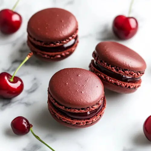 Cherry Chocolate Ganache Macarons