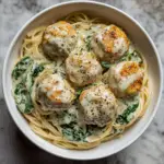 Creamy Chicken Meatballs with Spinach Alfredo Pasta 3 Creamy Chicken Meatballs with Spinach Alfredo Pasta