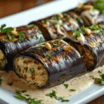 Grilled Eggplant Rolls Stuffed with Herbed Cauliflower Rice