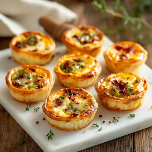Mini Leek, Cheese & Sun-Dried Tomato Quiches