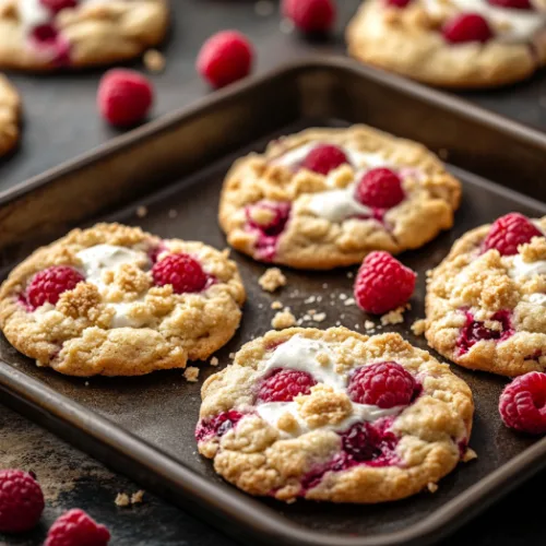 Raspberry Cheesecake Cookies with Crumble Topping