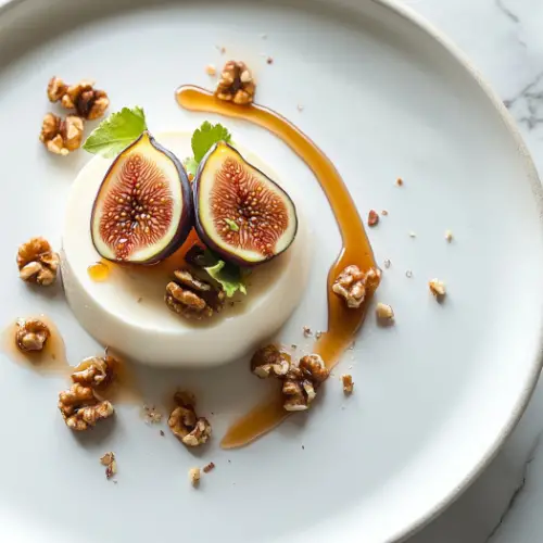 Vanilla Panna Cotta with Figs, Walnuts & Honey