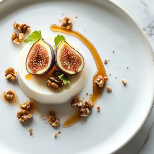 Vanilla Panna Cotta with Figs, Walnuts & Honey