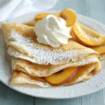 Peach-Filled Vanilla Crepes with Whipped Cream 3 Peach-Filled Vanilla Crepes with Whipped Cream