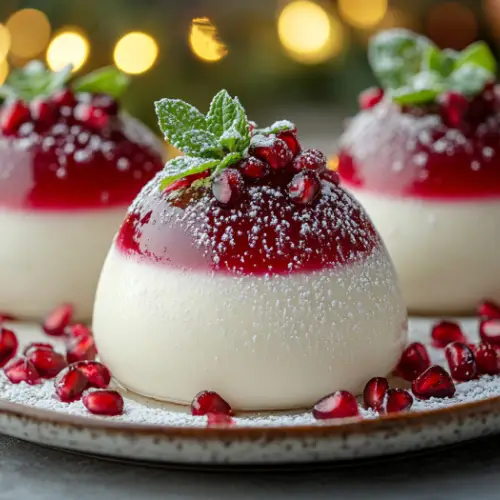 Pomegranate Vanilla Panna Cotta Domes