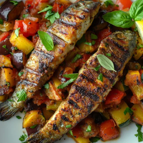 Grilled Sardines over Provençal Ratatouille
