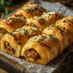 Cheddar-Stuffed Sausage Puff Pastry Rolls