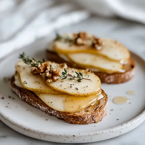 Pear, Brie, and Honey Toast with Walnuts and Thyme