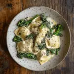 Creamy Broccoli Ravioli with Garlic Herb Sauce