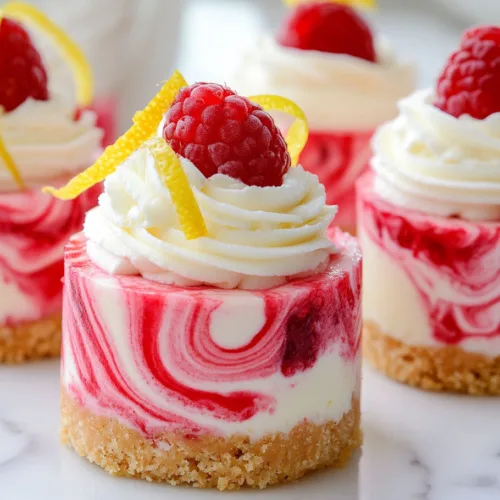 Mini Raspberry Swirl Lemon Cheesecakes