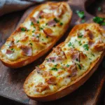 Creamy Ham & Cheese Baguette Boats
