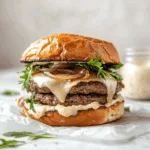 Gourmet Caramelized Onion and Arugula Burgers