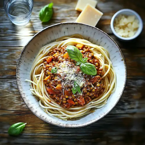 Lentil Bolognese with Spaghetti