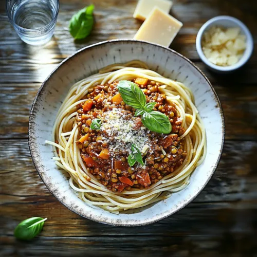 Lentil Bolognese with Spaghetti