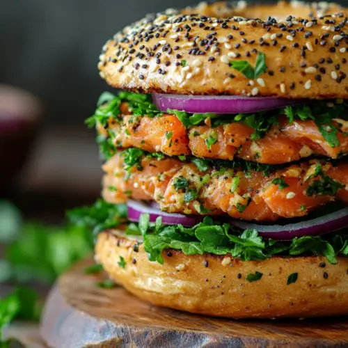 Smoked Salmon Everything Bagel Sandwich