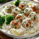 Creamy Chicken Meatballs with Mashed Potatoes