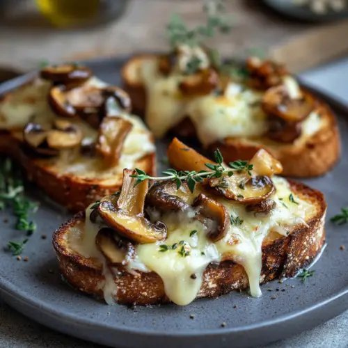 Melted Cheese Mushroom Toast