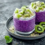 Purple Chia Kiwi Parfaits with Puffed Quinoa Crunch