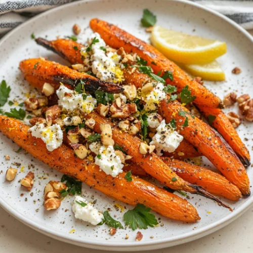 Roasted Carrots with Goat Cheese and Hazelnuts