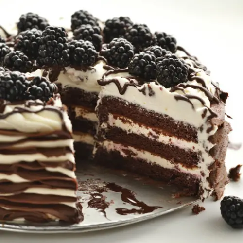 Chocolate Blackberry Mille Crêpe Cake
