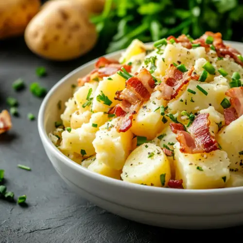 Creamy Potato Salad with Bacon and Herb Cheese