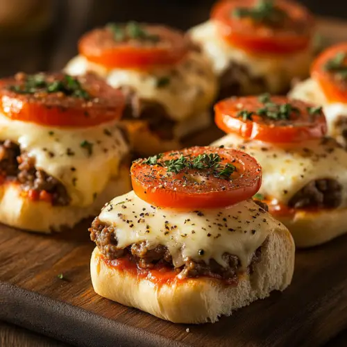 Mini Pizza Sliders with Beef and Tomato