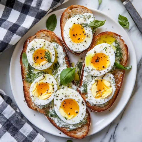 Herbed Yogurt Toast with Soft-Boiled Eggs