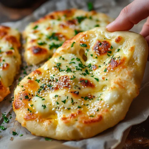 Cheesy Garlic Mini Naan Breads