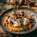 Roasted Cauliflower with Lentils & Sweet Potato Purée