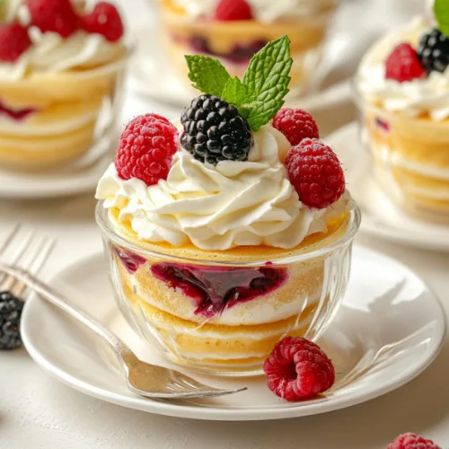 Berry Crêpe Cups with Whipped Cream Swirl