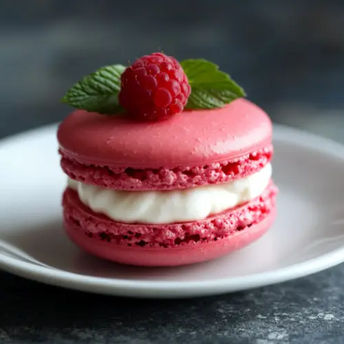 Raspberry Cream Macaron Dessert
