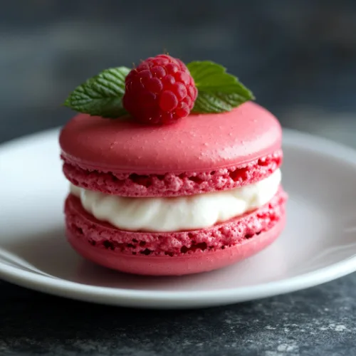Raspberry Cream Macaron Dessert