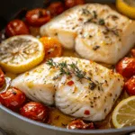 Baked Cod with Cherry Tomatoes, Lemon & Herbs
