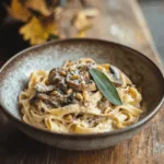 Creamy Mushroom Tagliatelle with Toasted Pine Nuts