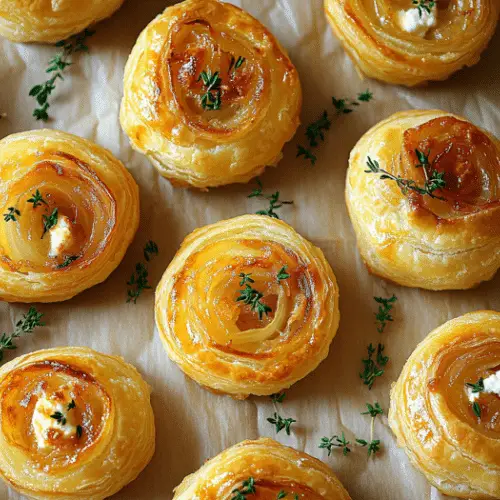 Caramelized Onion and Goat Cheese Puff Pastry Bites
