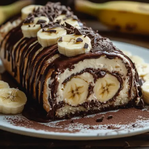 Banana Cream Chocolate Swiss Roll