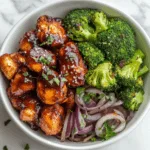 BBQ Chicken Bowl with Roasted Potatoes and Steamed Broccoli