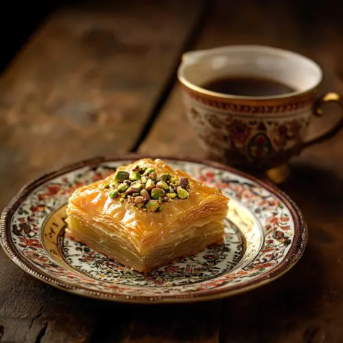Traditional Pistachio Baklava with Honey Syrup