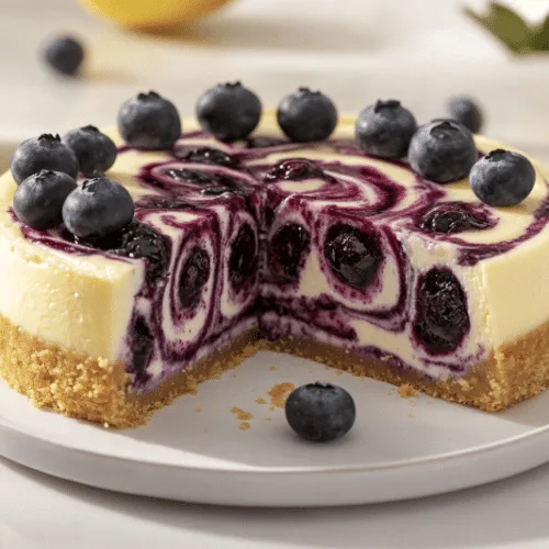 Blueberry Swirl Lemon Cheesecake