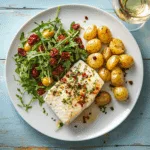 Herb-Butter Baked White Fish with Baby Potatoes & Arugula Salad