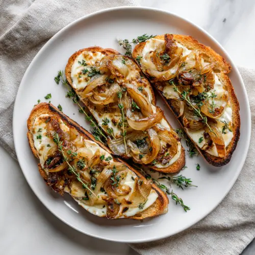 Brie and Caramelized Onion Toasts