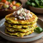 Zucchini Fritters Stuffed with Ham & Feta