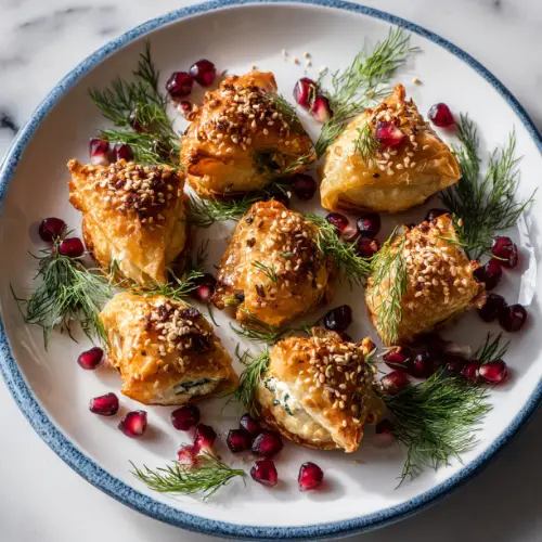 Crispy Filo Pockets with Feta, Dill & Pomegranate