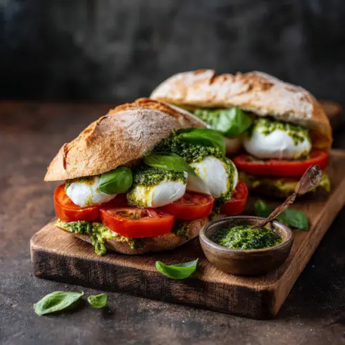 Tomato, Burrata & Pesto Ciabatta Sandwich