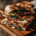 Stuffed Italian Flatbread with Prosciutto & Greens