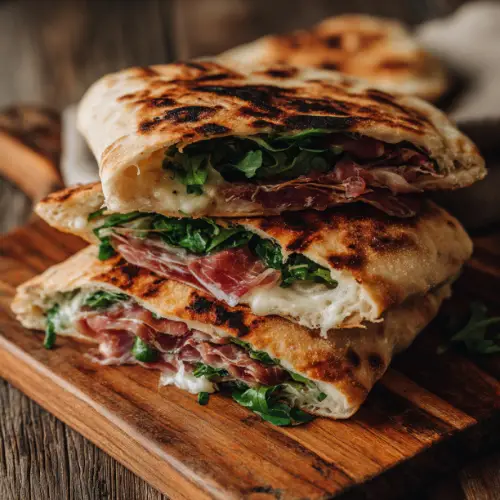 Stuffed Italian Flatbread with Prosciutto & Greens