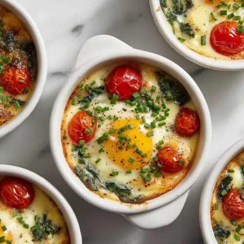 Baked Eggs with Spinach and Cherry Tomatoes