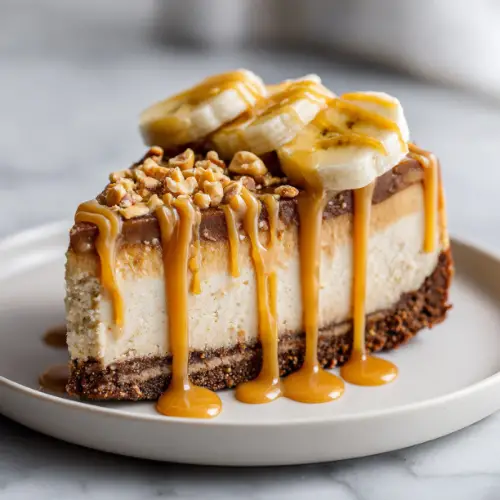 Caramel Banana Peanut Cheesecake